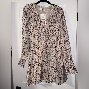 Zara Cream and Red Floral Dress